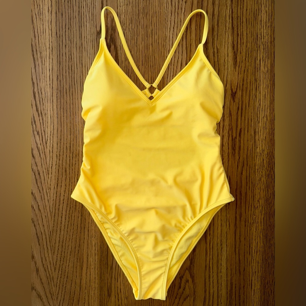 Shade & Shore yellow open back swimsuit